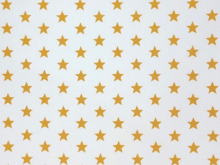 Craft Collection Cotton Print, Small Coloured Star, Mustard