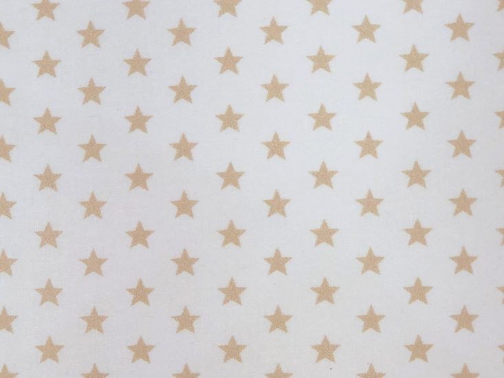 Craft Collection Cotton Print, Small Coloured Star, Beige