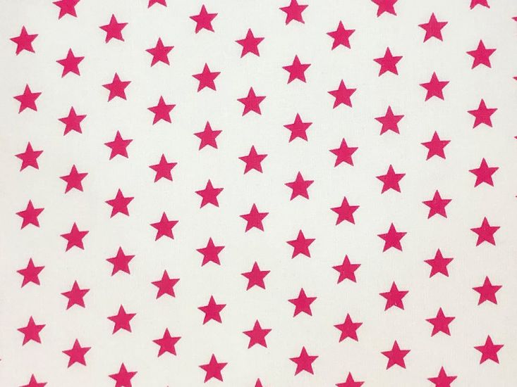 Craft Collection Cotton Print, Small Coloured Star, Cerise