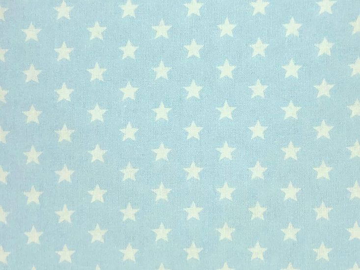 Craft Collection Cotton Print, Small White Star, Light Blue