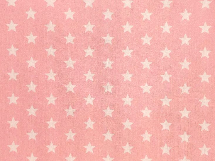 Craft Collection Cotton Print, Small White Star, Candy Pink