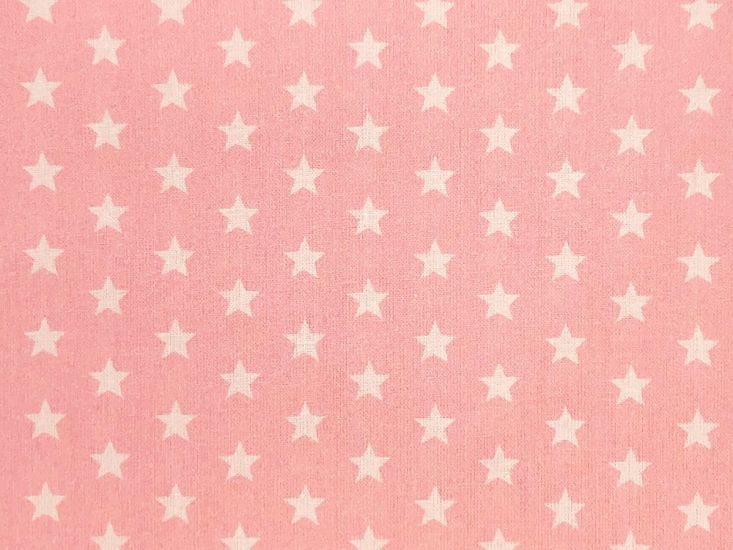 Craft Collection Cotton Print, Small White Star, Candy Pink