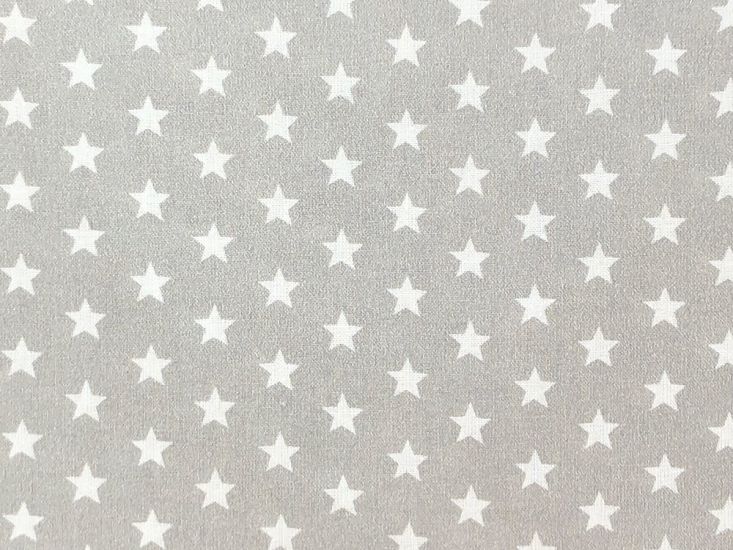 Craft Collection Cotton Print, Small White Star, Silver