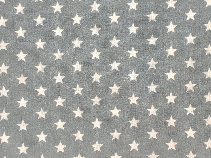 Craft Collection Cotton Print, Small White Star, Dark Grey