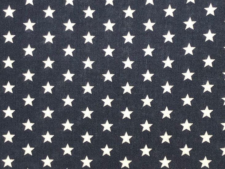 Craft Collection Cotton Print, Small White Star, Navy