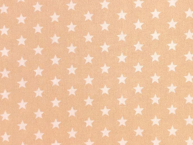 Craft Collection Cotton Print, Small White Star, Beige