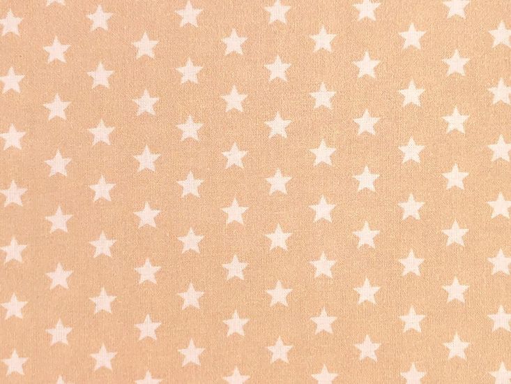 Craft Collection Cotton Print, Small White Star, Beige