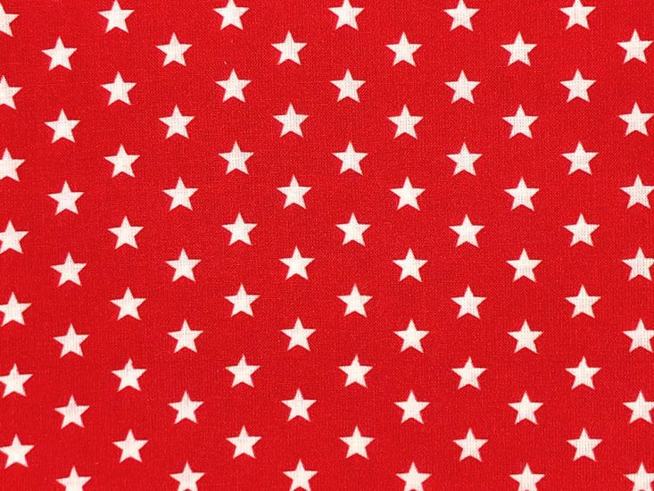 Craft Collection Cotton Print, Small White Star, Red