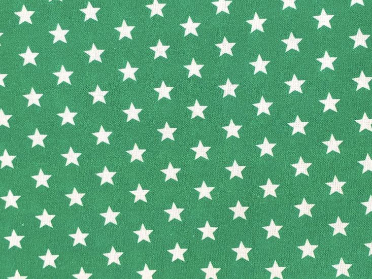 Craft Collection Cotton Print, Small White Star, Emerald