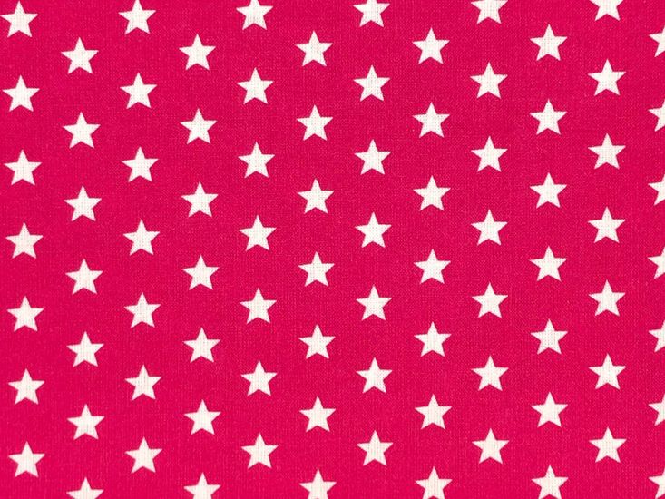Craft Collection Cotton Print, Small White Star, Cerise