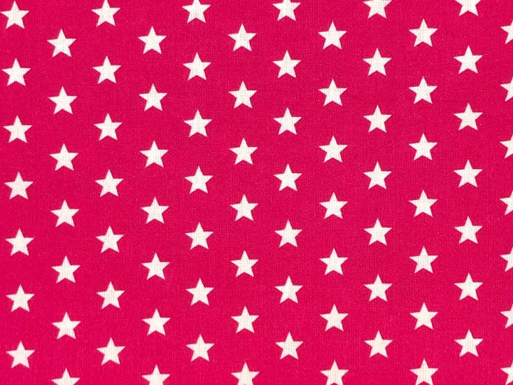 Craft Collection Cotton Print, Small White Star, Cerise
