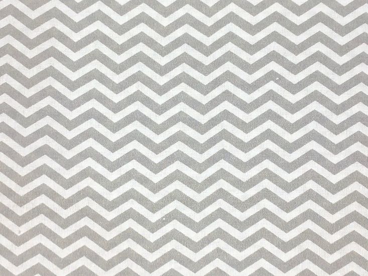 Craft Collection Cotton Print, Chevron, Silver