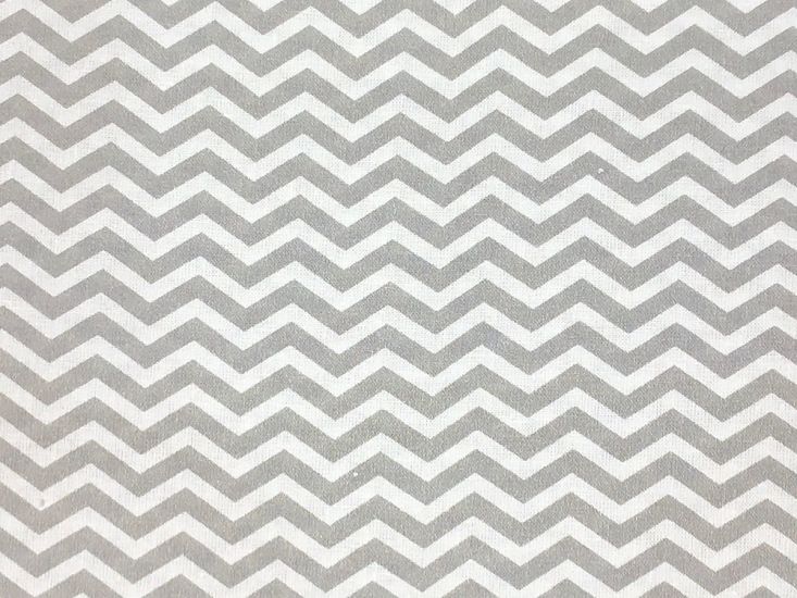 Craft Collection Cotton Print, Chevron, Silver