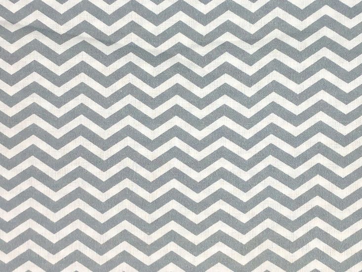 Craft Collection Cotton Print, Chevron, Dark Grey