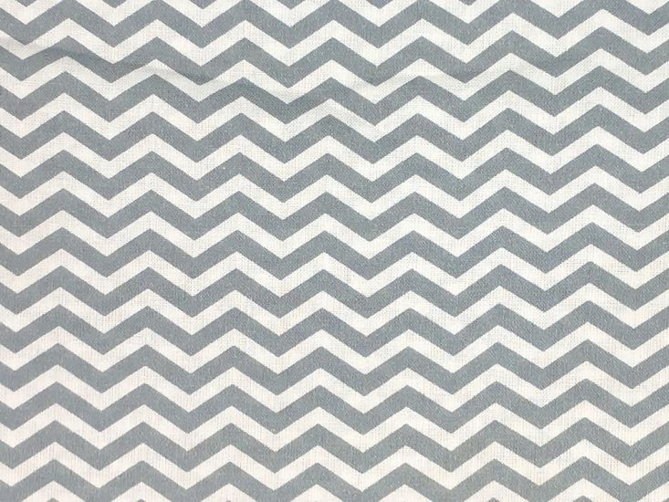 Craft Collection Cotton Print, Chevron, Dark Grey