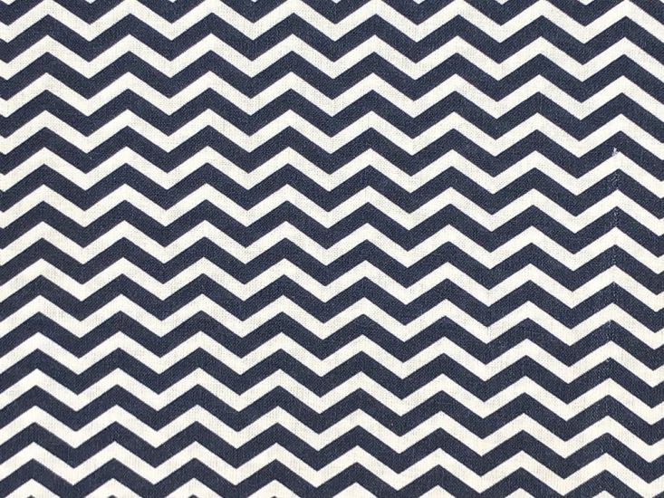 Craft Collection Cotton Print, Chevron, Navy