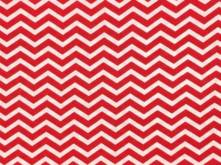 Craft Collection Cotton Print, Chevron, Red