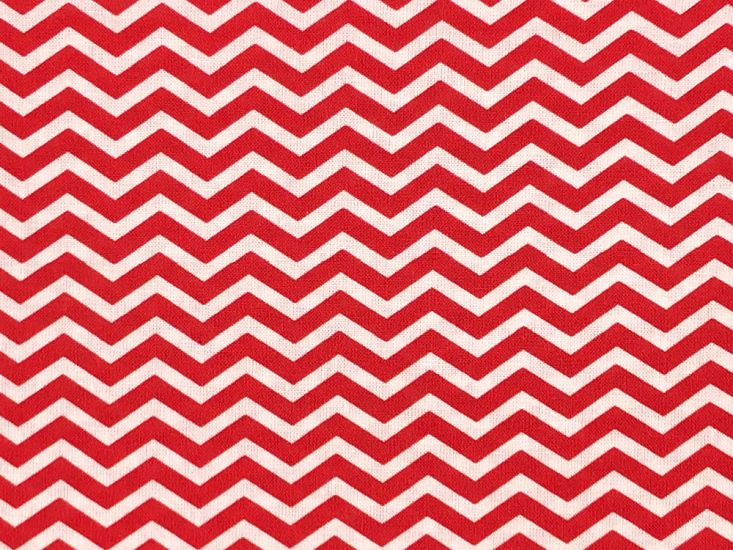 Craft Collection Cotton Print, Chevron, Red