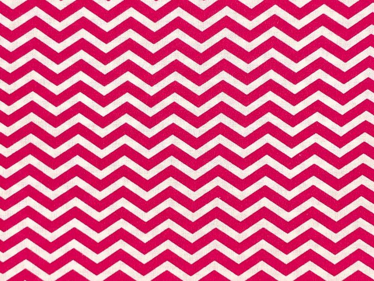 Craft Collection Cotton Print, Chevron, Cerise