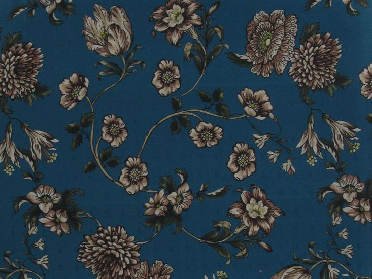 Victorian Garden Printed Pashmina Jacquard, Teal
