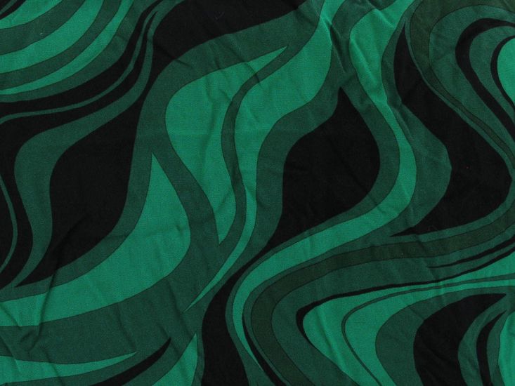Viscose Print, Retro Waves, Roll End, 3.2m