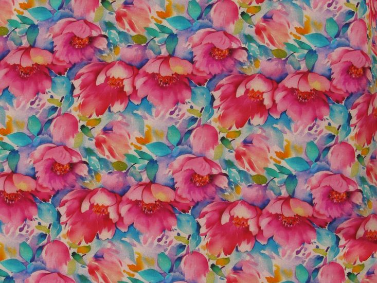 Watercolour Blossom Viscose Print