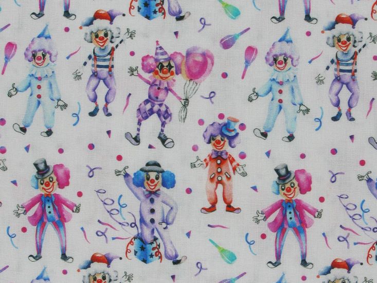 Watercolour Clowns Cotton Print