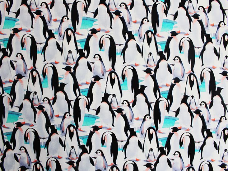 Watercolour Penguins Christmas Cotton Jersey