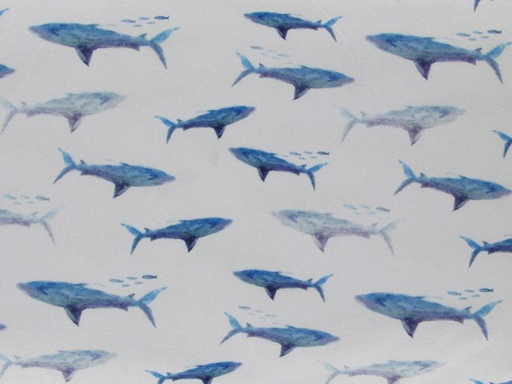 Watercolour Sharks Cotton Jersey