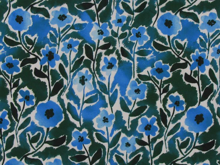 Watercolour Wildflowers Printed Crystal Crepe, Green