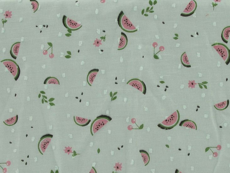Watermelon Dobby Lawn Print, Mint
