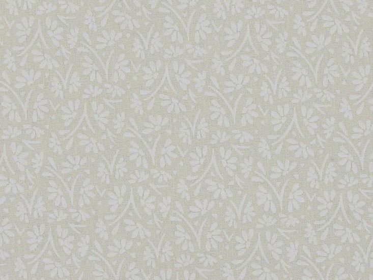 Whispering Vines White Lacquered Cotton Print, Cream