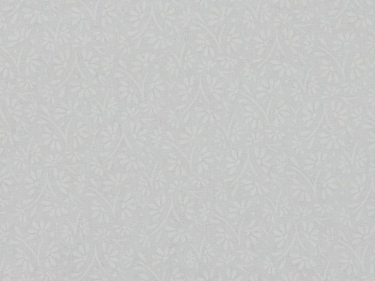 Whispering Vines White Lacquered Cotton Print, White