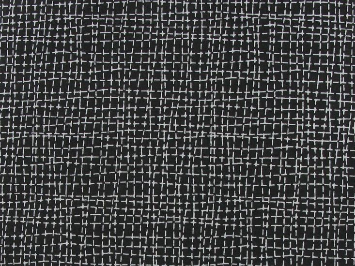 White Weave Cotton Print, Black