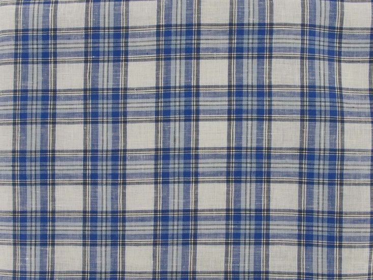 Wicklow Check Irish Linen, Blue