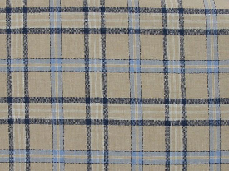 Wicklow Check Yarn Dyed Irish Linen, Beige