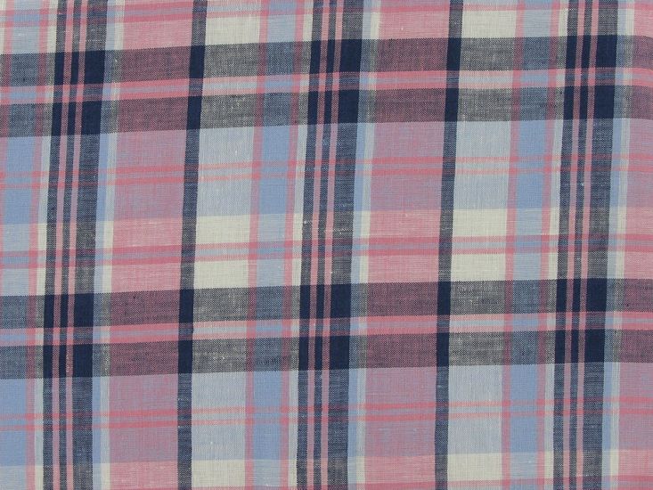 Wicklow Yarn Dyed Check Irish Linen, Pink