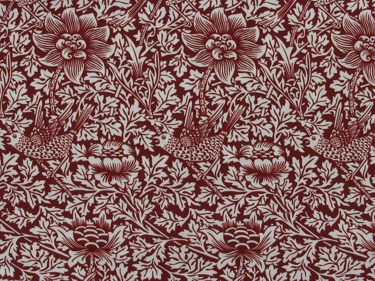 William Morris Bird and Anemone Viscose Print, Red