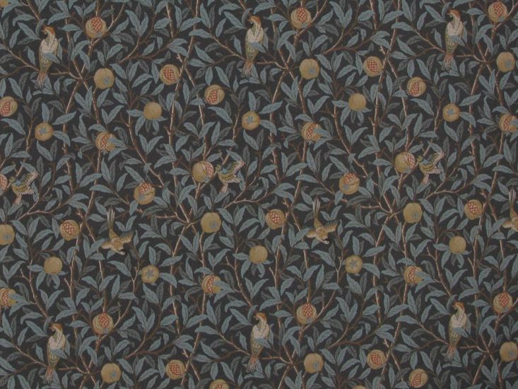 William Morris Birds Water Repellent Outdoors Fabric, Anthracite