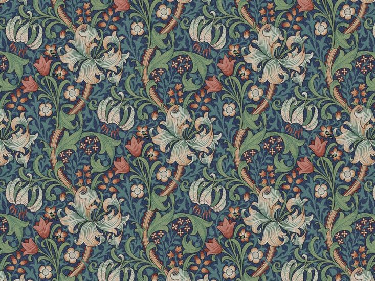 William Morris Golden Lily Cotton Panama, Jewel
