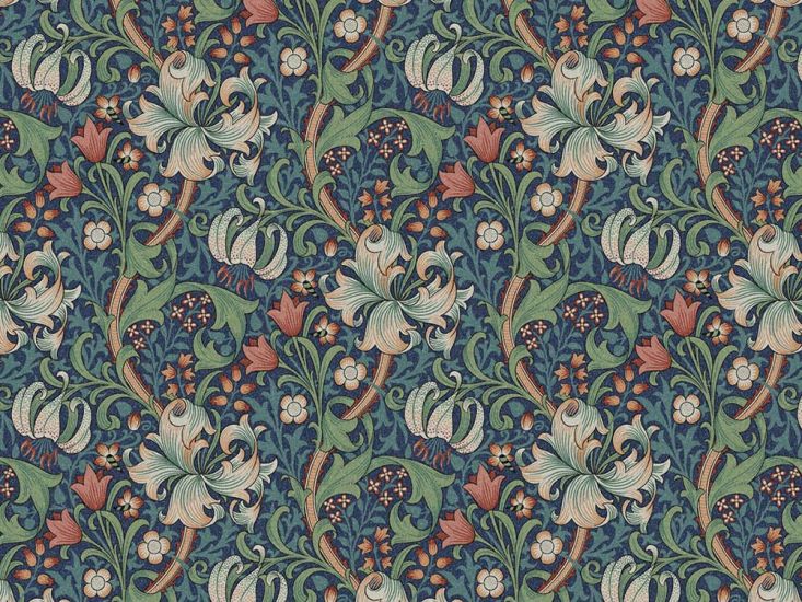 William Morris Golden Lily Cotton Panama, Jewel