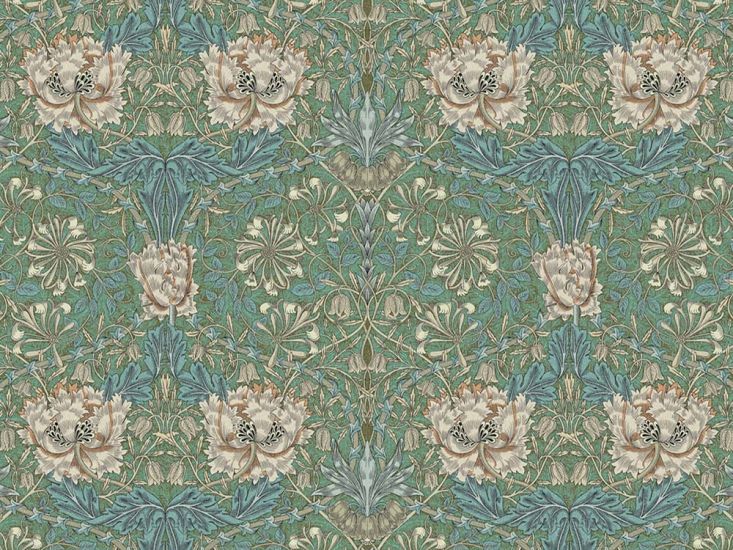 William Morris Honeysuckle Cotton Panama, Seaspray