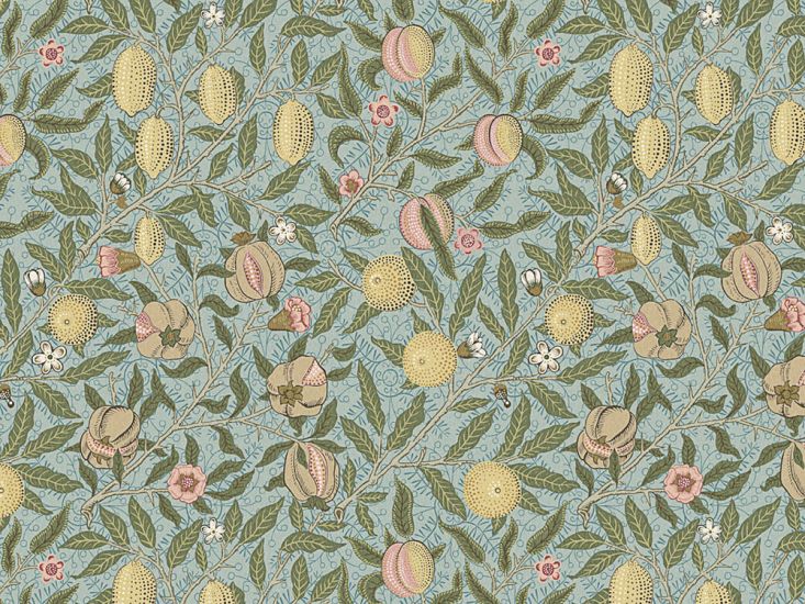 William Morris Pomegranate Cotton Panama, Cornflower