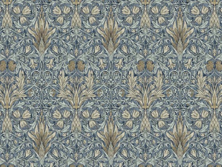 William Morris Snakeshead Cotton Panama, Denim