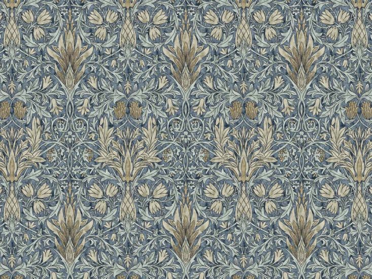 William Morris Snakeshead Cotton Panama, Denim