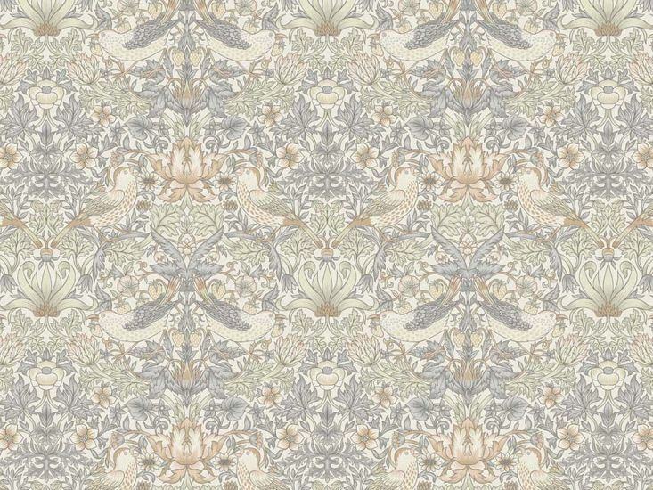 William Morris Strawberry Thief Cotton Panama, Natural