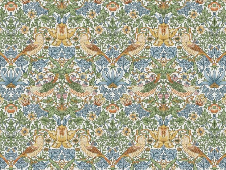 William Morris Strawberry Thief Cotton Panama, Sky