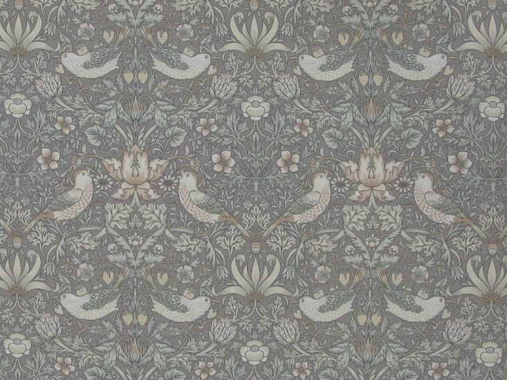William Morris Strawberry Thief Water Repellent Outdoors Fabric, Natural