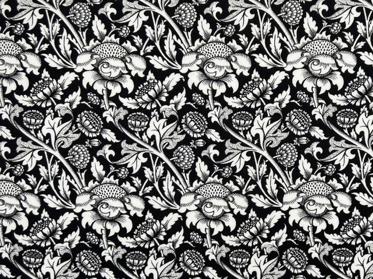 William Morris White Flowers Cotton Percale Print
