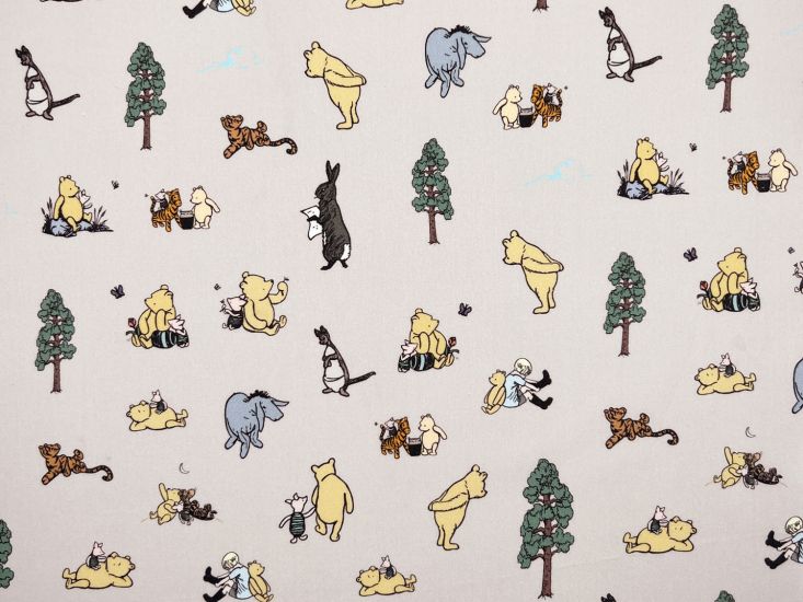 Winnie The Pooh Friends Cotton Percale Print, Taupe